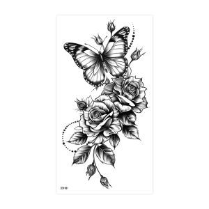 1pc Realistic Flower Tattoo Stickers for Womens Arm Body Decor Waterproof  Butterfly Temporary Tattoos Disposable Fake Tattoo