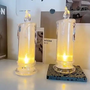 DBI Lilin Led Candles Lilin Mini Elektrik Lampu Tidur Lilin LED Light Candle Electronic Lamp With Base Transparent Party Home Decor Import