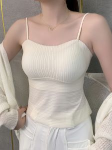 Áo Vest Không Tay Màu Trắng Cỡ Lớn Có Đệm Ngực Áo Ba Lỗ Mùa Hè Cho Nữ Áo Khoác Ngoài Đồ Lót Trong Suốt Thiết Kế Lưng Đẹp