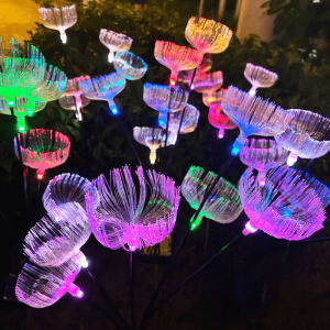 Solar Power 6LED Fiber Optic Jellyfish Ambient Mood Light Suitable for Garden Courtyard Corridor Pathway Decoration Lawn Lamp