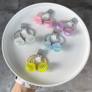 Cute Small Pearl Shell Hair Ties for Girls Cartoon Style Children Accessories Hair Bands Elastic Band with Leather Cover