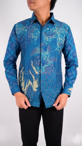 Batik Handara - Wasesa Emerald Blue Kemeja Pria Furing Erro