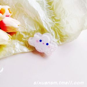 INS Day South Korea Cartoon Cute Clouds White Clouds Polka Dot Quicksand Cellphone Airbag Support Collapsible Drop-Resistant Fastened Ring Adhesive Supporting Seat Back Sticker Creative Bean Bag Binge-watching Decompression Womens