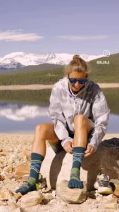 INJINJI ถุงเท้าวิ่งแยกนิ้ว TRAIL MW MiniCrew HARVEST เทรลข้อสั้น สีส้ม ของแท้