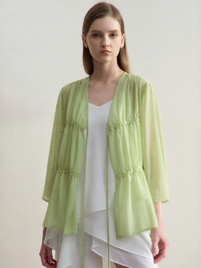 AMII | Sheer Bell Sleeve Chiffon Blouse