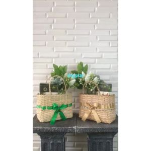 Hampers Lebaran Kurma Tanaman Artificial Tas Anyaman Rotan Pajangan Hiasan Dekorasi Aesthetic