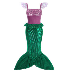 Fast Shipping Disneys Little Mermaid Ariel Princess Costume Kids Dress For Girls Cosplay Children Carnival Birthday Party Clothes Mermaid Dress