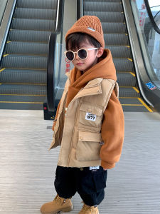 Childrens down Cotton Vest 2023 Autumn Winter Style Boys Shoulder Jacket Baby Winter Clothes Warm Vest Outerwear