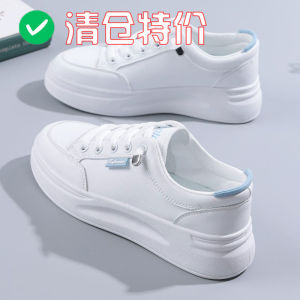 Leather Sneakers Womens Casual Sport Shoes Spring New Style Versatile Flat Heel round Toe Rubber Outsole Cross Strap Slip-On