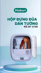 Tủ Đựng Đũa Muỗng HOKORI Nhựa VIỆT NHẬT Cao Cấp 6788 - Kèm Miếng Dán Tường Nắp trong Khay Nước