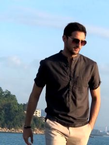 Collar Mens Casual Shirts Short Sleeve Polo Shirt Japanese fresh breathable T-shirt Cotton Hemp