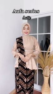 EMRAN BATIK- Batik Couple Kebaya Couple Pasangan Aufa Brokat Tunik Kebaya Wisuda Kondangan Tunangan Lamaran Kebaya Modern Wanita 2023 Rok batik wanita
