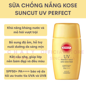 Sữa chống nắng Kose Suncut UV Perfect Milk Super Water Proof siêu chống thấm nước 60ml Nhật