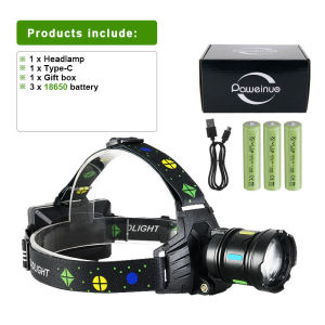 4000000LM Most Powerful Headlamp Warm and White Light Headlight Head Lantern Front Light Recharge LED Fishing Head Flashlight