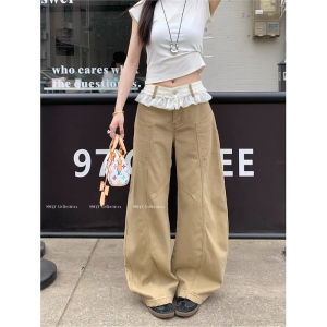 Quần Jeans Denim Ống Rộng Cạp Cao Thời Trang Xuân Cho Nữ Cao 150 Cm Dáng Rộng Dài Đến Sàn Kiểu Dáng Thẳng Kiểu Dáng Rộng