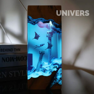 Oceanic Whale Diver Desktop Ornaments Wooden Resin Lamp Creative American Style Vintage Design Birthday Gift Bedroom Decor