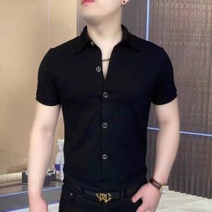 Kawadu | Ice Silk Elastic Linen Short Sleeve Shirt Anti-Wrinkle