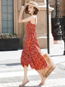 Sanya Beach Vacation Photo Shoot Floral Print Mini Dress Short Open Front Strapless Gown Summer Polyester Fabric V-Neck Long Skirt