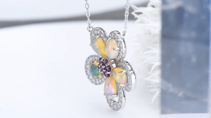 Lohaspie Jewelry Genuine 3.5 Carats Solid Sterling Silver 925 Pendant Original Natural Opal Rhodolite Garnet Pendant Opal Birthstone Pendant Opal Pendant For Women Jewelry
