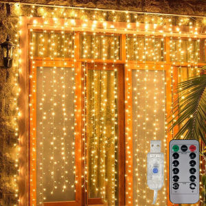 Dây Đèn LED Rèm USB 8 Chế Độ Cho Trang Trí Trong Nhà Tường Phòng Ngủ Tiệc Tùng Đám Cưới Giáng Sinh Năm Mới 5V Tích Hợp Nguồn