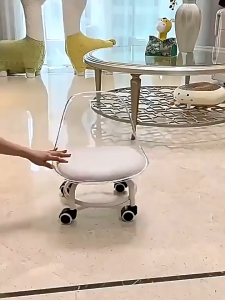 🎉𝐒𝐆 𝐋𝐨𝐜𝐚𝐥🎉360° Rotating Stool Universal Wheel Metal Small Stool Backrest Household Stool Pedicure Stool Toddler Stool