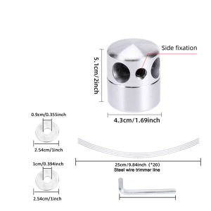 1Pc Aluminum Alloy Cylindrical Trimmer Head Installation Hole 1Inch/2.54Cm Side Fixed Lawn Rope Easy to Install 3 Accessories and 4 Steel Wire Lawn Ropes Strong and Durable Not Afraid of Stones Suitable for Gardening Gardening Lawn Trimming