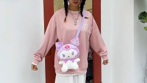 Túi đeo chéo nhồi bông hoạt hình SANRIO KUROMI pha màu siêu đáng yêu