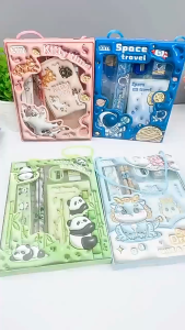 Bộ dụng cụ học tập 6 chi tiết hộp lớn đồ dùng học tập dễ thương cute làm quà tặng học sinh KTBOOK