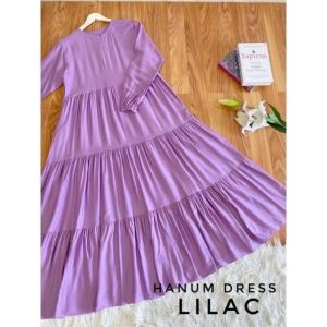 Hanum Dress Premium/ Gamis Susun/ Dress Rayon/ Dress Polos/ Dress Busui Frendly  LD 110