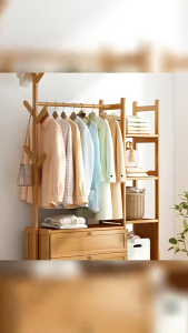 ราวแขวนเสื้อผ้า ราวแขวนเสื้อ ตู้เสื้อผ้า ราวเเขวนเสื้อผ้า พร้อมชั้นวางของ เรียบง่ายทันสมัย อุปกรณ์จัดเก็บเสื้อผ้าเเละสิ่งของให้เป็นระเบียบ