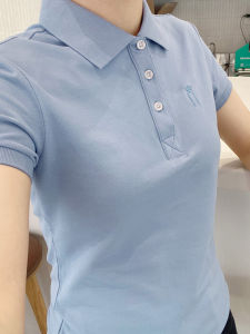 Summer Womens Cotton Polo Shirt Casual Sport Short Sleeve Slim Fit Business T-Shirt Pure Cotton Button up Youth Style