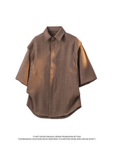 V37 | Deconstructive Fit Vintage Short Sleeve Shirt Men Cotton-Like