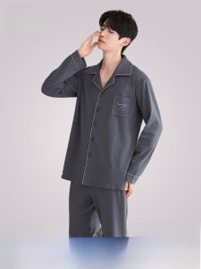 MiiOW | Bộ đồ ngủ nam cotton nguyên chất thoáng khí tay dài quần dài rộng rãi thoải mái cỡ lớn mặc ở nhà mùa hè 2025