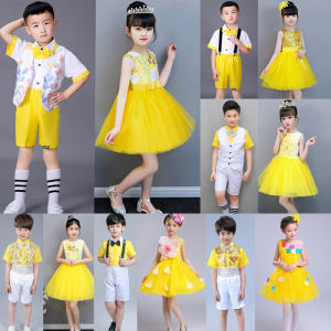 Sunflower Dance Skirt Childrens Performance Stage Costume Little Lotus Blossom Flourishing Flowers All Directions to Sun