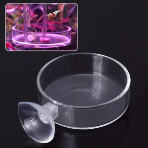 Fish Tank Feeder Aquarium Shrimp Acrylic Feeding Bowl Clear Dish Tray Container Feeders Aquarium Round Fish Shrimp Feeding