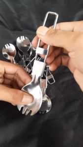 YHOME Foldable Spoon Fork Sendok Garpu Lipat Stainless Steel / Spork Sendok Garpu Lipat Stainless Steel Folding Spoon / Sendok Garpu Portable Bisa lipat Y307