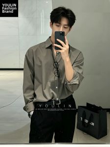 YOULIN | British Style Sophisticated Gray Green Summer Lightweight Shirt