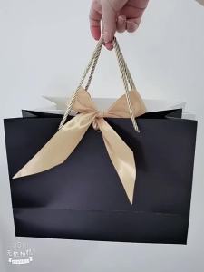 Túi Quà Đen Đơn Giản Hình Nơ Dùng Cho Đám Cưới Sinh Nhật Lễ Tạ Ơn Ngày Valentine Lễ Tốt Nghiệp Kỷ Niệm - Chất Liệu Giấy Cứng Có Thể Gấp Gọn