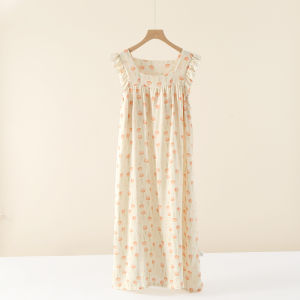 Summer Bamboo Fiber Sleepwear Womens Gown Thin Cup Integrated Strapless Home Clothes Cool Sensation Long Skirt Sweet Style