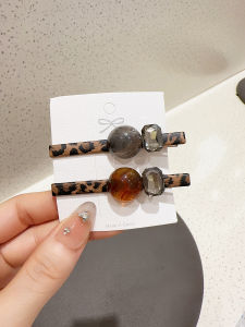 Elegant Water Diamond Leopard Print Hair Clips Womens Side Duckbill Hair Clips Bangs Hair Accessories Fashionable Hairpins