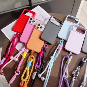 Pearl Lanyard Case For iPhone 17 Pro Max 18 14 12 11 13 16 15 Plus Anti-Loss Shockproof Candy Adjustable Crossbody Strap Cover