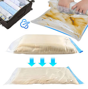 Travel Essentials Clear Storage Bags Hand Roll Durable Space Saver Compression Bags For Clothes Clothing Suitcase Organizer