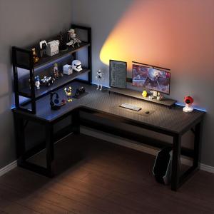L-Shape Corner Computer Desk Esports Double-Person Desktop Home Corner Bookshelf Combination Bedroom Furniture