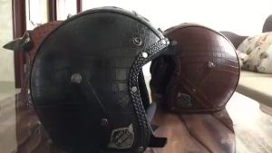 Bekalan eksklusif PU kulit separuh Helmet Vintage Helmet bateri lokomotif DOT Helmet basikal elektrik lelaki dan wanita TradeHot asing