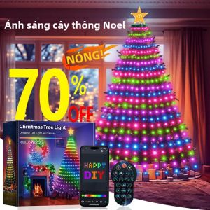 Đèn Cây Thông Thông Minh RGB Đổi Màu Với Điều Khiển Ứng Dụng Top-Star 400 Đèn LED Trang Trí Cho Ngày Lễ