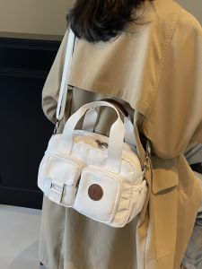 Fashionable Canvas Shoulder Crossbody Bag for Commuting Large Capacity Casual Handbag with Multiple Pockets Daily Use