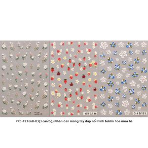 3 Miếng Dán Móng Tay Tinh Tế Dập Nổi Hoa Nhỏ & Trái Cây Trang Trí DIY Dễ Dàng Áp Dụng Cho Tiệc Trang Điểm Quà Tặng