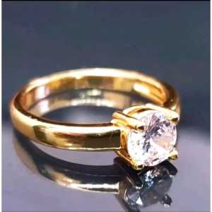 Titani.id Acc-1624 Aksesoris wanita Cincin titanium mata satu gold anti karat simple elegan