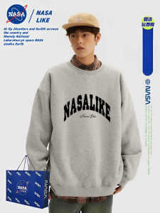 American Retro Letters Printed Crew Neck Sweatshirt Mens Fall and Winter K-style Loose Easiest for Match Pure Cotton Couple Hooded Clothes