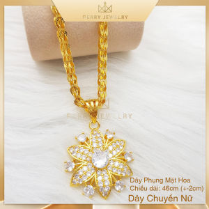 Dây Chuyền Nữ Titan Vòng Cổ Nữ Dây Long Phụng Bản To Kèm Mặt Hoa Đính Đá Sang Trọng Bền Màu D43M38 | Berry Jewelry